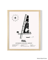 Detailed Airport Map of Riverside Municipal Airport (RAL) in White with a Natural Frame