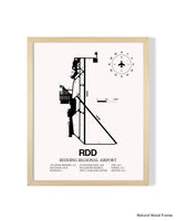 Detailed Airport Map of Redding Regional Airport (RDD) in White with a Natural Frame