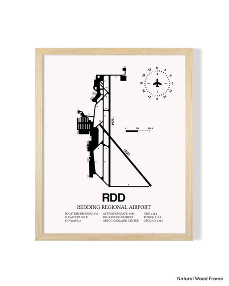 Detailed Airport Map of Redding Regional Airport (RDD) in White with a Natural Frame