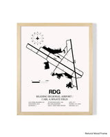 Detailed Airport Map of Reading Regional Airport/Carl A. Spaatz Field (RDG) in White with a Natural Frame