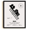 Framed Detailed Airport Map of Reid-Hillview Airport of Santa Clara County (RHV) in White with a Black Frame