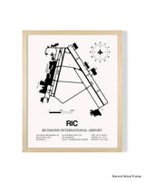 Detailed Airport Map of Richmond International Airport (RIC) in White with a Natural Frame