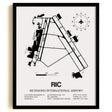 Framed Detailed Airport Map of Richmond International Airport (RIC) in White with a Black Frame