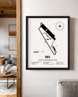 Framed Detailed Airport Map of March Air Reserve Base (RIV) in White with a Black Frame