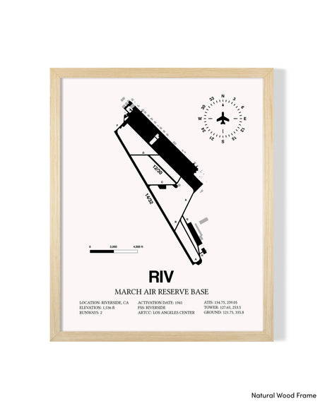 Detailed Airport Map of March Air Reserve Base (RIV) in White with a Natural Frame
