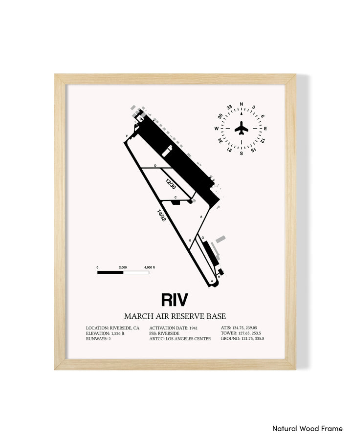 Detailed Airport Map of March Air Reserve Base (RIV) in White with a Natural Frame