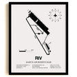 Framed Detailed Airport Map of March Air Reserve Base (RIV) in White with a Black Frame