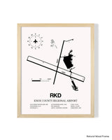Detailed Airport Map of Knox County Regional Airport (RKD) in White with a Natural Frame