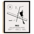 Framed Detailed Airport Map of Knox County Regional Airport (RKD) in White with a Black Frame