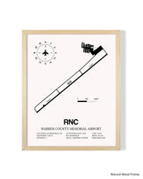 Detailed Airport Map of Warren County Memorial Airport (RNC) in White with a Natural Frame