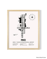 Detailed Airport Map of Reno Tahoe International Airport (RNO) in White with a Natural Frame