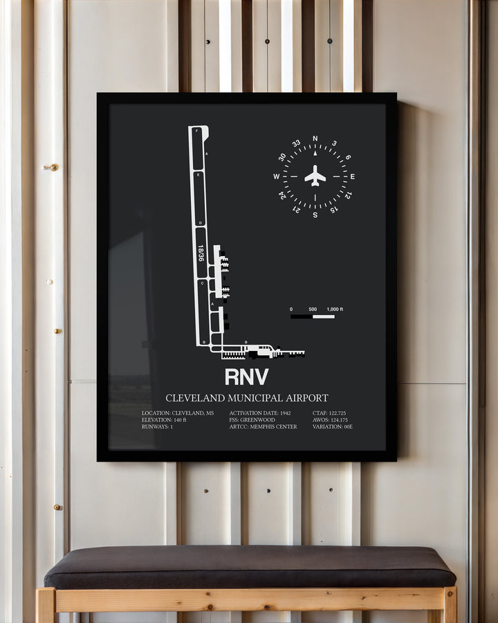 RNV Airport Map, Cleveland Municipal Airport Print