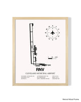 Detailed Airport Map of Cleveland Municipal Airport (RNV) in White with a Natural Frame