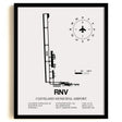 Framed Detailed Airport Map of Cleveland Municipal Airport (RNV) in White with a Black Frame