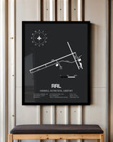 Framed Detailed Airport Map of Merrill Municipal Airport (RRL) in Gray with a Black Frame