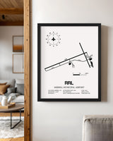 Framed Detailed Airport Map of Merrill Municipal Airport (RRL) in White with a Black Frame