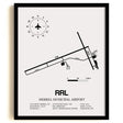 Framed Detailed Airport Map of Merrill Municipal Airport (RRL) in White with a Black Frame