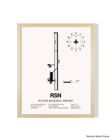 Detailed Airport Map of Ruston Regional Airport (RSN) in White with a Natural Frame
