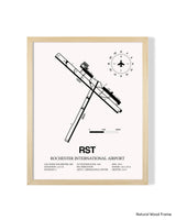 Detailed Airport Map of Rochester International Airport (RST) in White with a Natural Frame