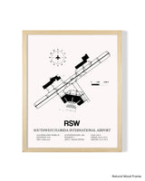 Detailed Airport Map of Southwest Florida International Airport (RSW) in White with a Natural Frame
