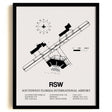 Framed Detailed Airport Map of Southwest Florida International Airport (RSW) in White with a Black Frame
