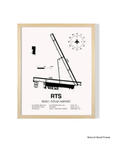 Detailed Airport Map of Reno/Stead Airport (RTS) in White with a Natural Frame