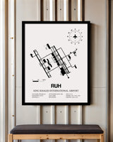 RUH Airport Map, King Khaled International Airport Print
