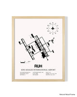 RUH Airport Map, King Khaled International Airport Print