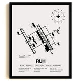 RUH Airport Map, King Khaled International Airport Print