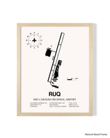 Detailed Airport Map of Mid-Carolina Regional Airport (RUQ) in White with a Natural Frame