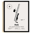 Framed Detailed Airport Map of Mid-Carolina Regional Airport (RUQ) in White with a Black Frame