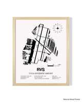 Detailed Airport Map of Tulsa Riverside Airport (RVS) in White with a Natural Frame