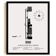 Framed Detailed Airport Map of Auburn Municipal Airport (S50) in White with a Black Frame