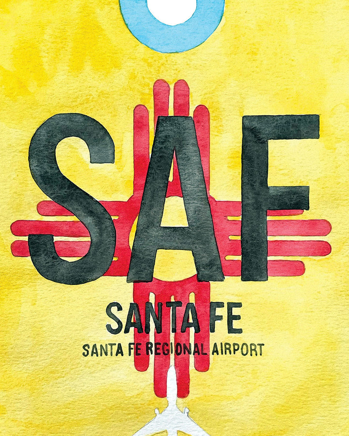 Closeup Watercolor Print of Santa Fe Regional Airport (SAF)