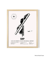 Detailed Airport Map of San Luis County Regional Airport (SBP) in White with a Natural Frame