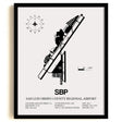 Framed Detailed Airport Map of San Luis County Regional Airport (SBP) in White with a Black Frame