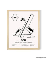 Detailed Airport Map of Schenectady County Airport (SCH) in White with a Natural Frame