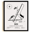 Framed Detailed Airport Map of Schenectady County Airport (SCH) in White with a Black Frame