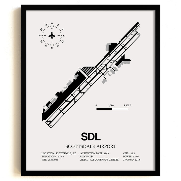 SDL Airport Map, Scottsdale Airport Print