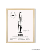 Detailed Airport Map of Brown Field Municipal Airport (SDM) in White with a Natural Frame