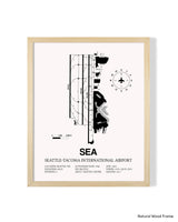 Detailed Airport Map of Seattle Tacoma International Airport (SEA) in White with a Natural Frame