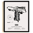 Framed Detailed Airport Map of Gillespie Field Airport (SEE) in White with a Black Frame