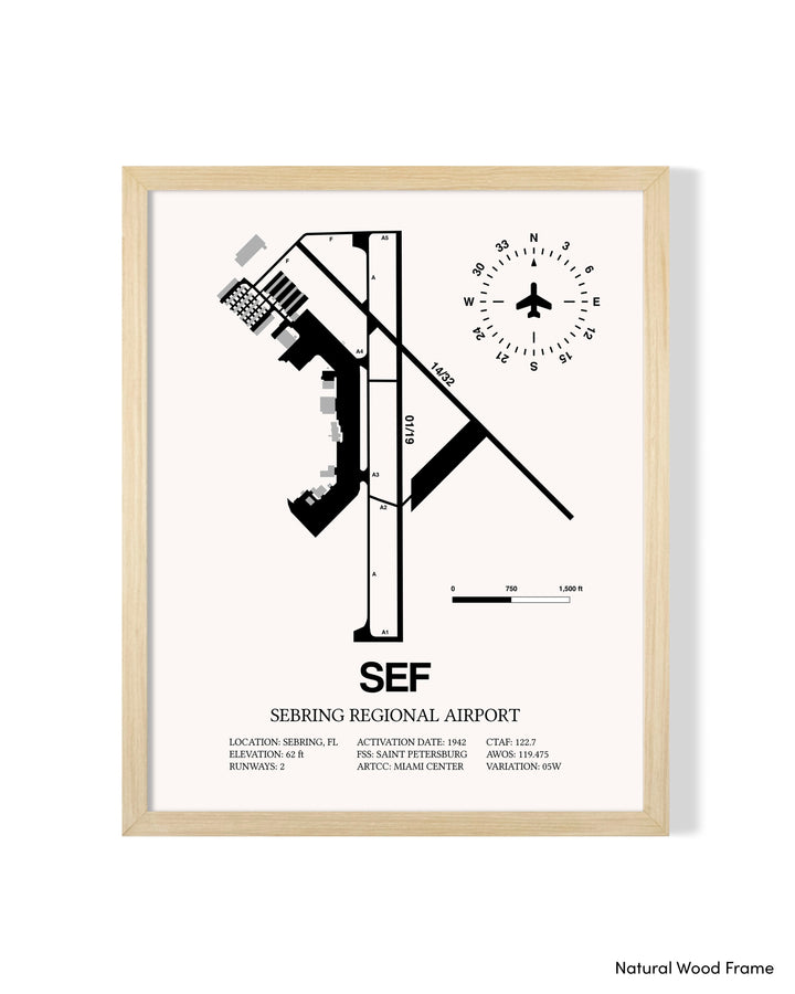Detailed Airport Map of Sebring Regional Airport (SEF) in White with a Natural Frame