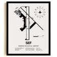 Framed Detailed Airport Map of Sebring Regional Airport (SEF) in White with a Black Frame