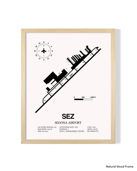 Detailed Airport Map of Sedona Airport (SEZ) in White with a Natural Frame