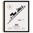 Framed Detailed Airport Map of Sedona Airport (SEZ) in White with a Black Frame
