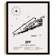 Framed Detailed Airport Map of Felts Field Airport (SFF) in White with a Black Frame