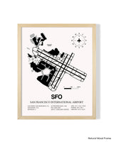 Detailed Airport Map of San Francisco International Airport (SFO) in White with a Natural Frame