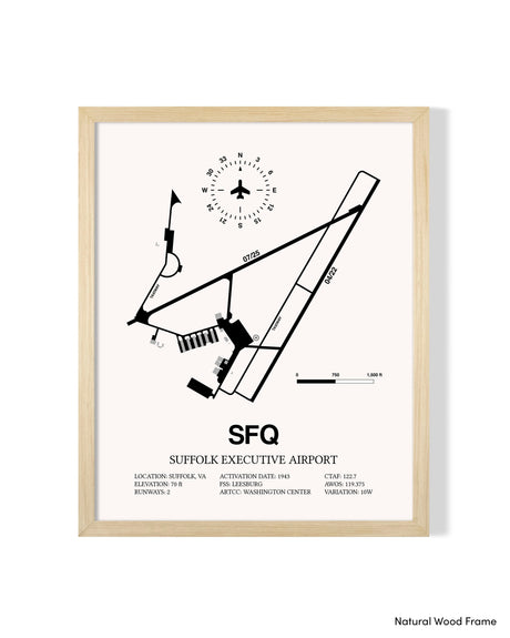 Detailed Airport Map of Suffolk Executive Airport (SFQ) in White with a Natural Frame
