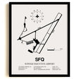 Framed Detailed Airport Map of Suffolk Executive Airport (SFQ) in White with a Black Frame